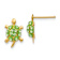 14k Yellow Gold Light Green Crystal Turtle Stud Earrings