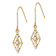 14k Two-tone Diamond-Cut Small Diamond Shape Dangle Earrings