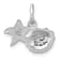 Rhodium Over Sterling Silver Yellow Polished Starfish and Shell Pendant