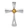 Rhodium Over 14k White Gold Citrine and Diamond Cross Chain Slide Pendant