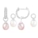 7-8mm White and Pink Cultured Freshwater Pearl Rhodium Over Sterling
Silver Earrings