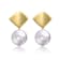 Pear Shape Pearl Square Drop Earrings In 14K Gold Over Sterling Silver