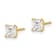 14K Yellow Gold 4mm Square Cubic Zirconia Basket Set Stud Earrings