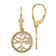 14k Yellow Gold Textured Tree of Life In Round Frame Dangle Earrings