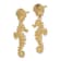 14k Yellow Gold Textured Seahorse Dangling From Shell Earrings
