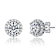 CZ Halo Stud Earrings In White Rhodium Over Brass