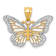 14k Two-tone Gold  Textured Butterfly Pendant