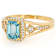 Blue Zircon And White Zircon Rectangular Octagonal Ring In 18K Gold Over
Sterling Silver 1.84ctw