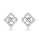 CZ Halo Stud Earrings In White Rhodium Over Brass