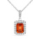 Peach Orange Lab Created Padparadscha Sapphire and Moissanite Sterling
Silver Necklace with chain