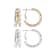 White Crystal Double Hoop Earring Set Of 2 In Gold And Silver Tone