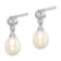 Rhodium Over Sterling Silver 7-8mm White Freshwater Cultured Pearl Cubic
Zirconia Dangle Earrings