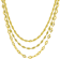 Herringbone, Mirror And Rope Chain Necklace Set In 18K Gold Over Bronze