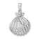 Rhodium Over Sterling Silver Polished Cubic Zirconia Scallop Shell Pendant