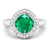 Cushion Cut Green Emerald and White Diamond 14K White Gold Halo Ring
2.31 ctw