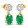 1.12ctw 14K Yellow Gold  Zambian Green Emerald and White Diamond Halo Earrings