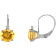 10K White Gold Citrine and Diamond Round Leverback Earrings 1.70ctw