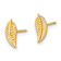 14k Yellow Gold Kids Textured Leaf Stud Earrings