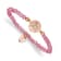 Rose Stainless Steel Polished Tree of Life Red Jade Stretch Bracelet
