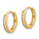 14k Yellow Gold Polished and Textured Cubic Zirconia 1/2" Hinged
Huggie Hoop Earrings