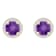 6mm Round Amethyst And Created White Sapphire 10k Yellow Gold Halo Stud Earrings
