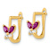 14k Yellow Gold Children's Polished 3/8" Red and White Cubic
Zirconia Butterfly Hoop Earrings