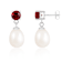 7.5-8mm White Cultured Freshwater Pearl and Garnet Rhodium Over Sterling
Silver Earrings