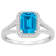 8x6mm Emerald Cut Blue Topaz 1/4 ctw Diamond Rhodium Over Sterling
Silver Halo Ring