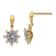 14K Yellow Gold and Rhodium Over 14K Gold Diamond Flower Post Dangle Earrings