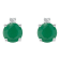 4mm Round Emerald with Diamond Accents 14k White Gold Stud Earrings