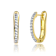 Pave CZ U-Shaped Hoop Earrings In 14K Gold Over Brass