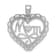 Rhodium Over 14k White Gold Polished and Textured Mom Scallop Heart Pendant