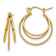 14k Yellow Gold 3/4" Polished and Textured Circle Hoop Earrings