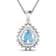 2.30ctw 14K White Gold Pear  Aquamarine and White Diamond Pendant with
18 inch Cable Chain