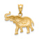 14k Yellow Gold Brushed and Diamond-Cut Elephant Pendant