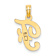 14k Yellow Gold Script Letter F Initial Pendant