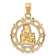 14k Two-tone Gold Textured Mother Holding Baby in Circle Pendant