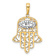 14k Two-tone Gold  Diamond-Cut Filigree Evil Eye Hamsa Pendant