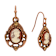 Copper Tone Carnelian Oval Cameo Topaz Crystal Earrings