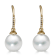 14KY 8mm  Cultured Pearl Dangling 0.034 ctw Diamond Earrings