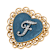 Gold Tone Filigree Heart Blue Enamel Initial Pin