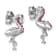 Rhodium Over Sterling Silver Polished Pink Crystal Flamingo Post Earrings