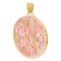 14K Yellow Gold Pink and White MOP Reversible Circle with Flowers Pendant