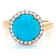 Turquoise And White Zircon Round Ring In 18K Gold Over Sterling Silver 0.43ctw