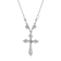 White Base Metal Cross Clear Crystal Necklace 16" Adj.