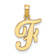 14k Yellow Gold Script Letter F Initial Pendant