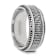 GAUNTLET Steel Chain Titanium Wedding Ring Polished Beveled Edges Set
with Round Black Diamonds 10mm