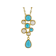 Turquoise And Cultured Seed Pearl Pendant Necklace In 18K Gold Over
Sterling Silver
