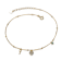 Emerald Color CZ Heart And Key Charm Bracelet In 14K Gold Over Brass