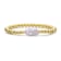 Baroque Pearl And Ball Bead Link Stretchable Bracelet In 14K Gold Over Brass